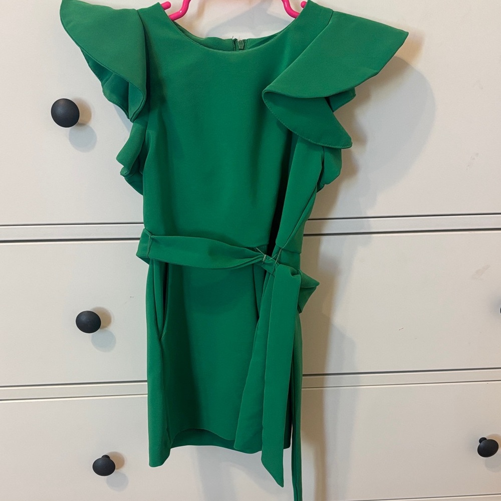 Green Ruffled Kids Dress